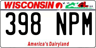 WI license plate 398NPM
