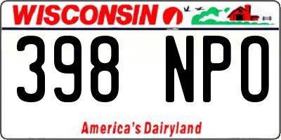 WI license plate 398NPO
