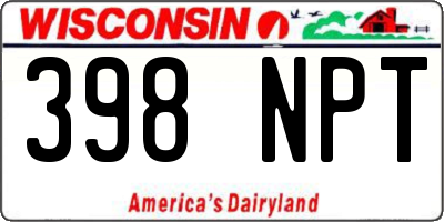 WI license plate 398NPT