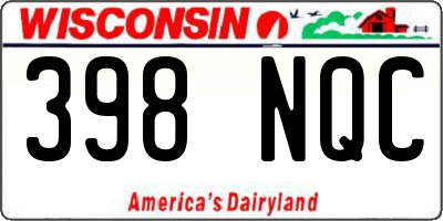 WI license plate 398NQC