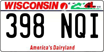WI license plate 398NQI