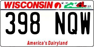 WI license plate 398NQW