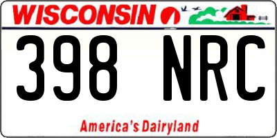 WI license plate 398NRC