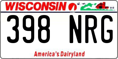 WI license plate 398NRG