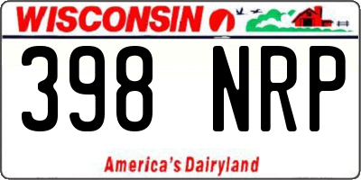 WI license plate 398NRP