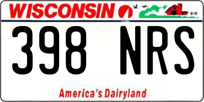 WI license plate 398NRS