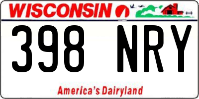 WI license plate 398NRY