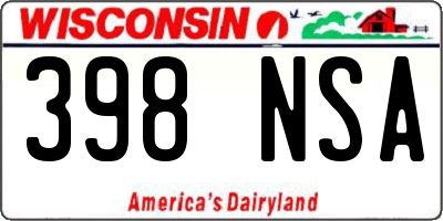 WI license plate 398NSA