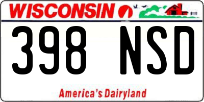 WI license plate 398NSD