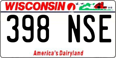 WI license plate 398NSE