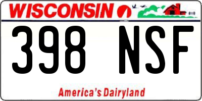 WI license plate 398NSF