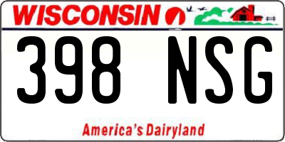 WI license plate 398NSG