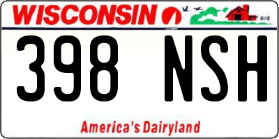 WI license plate 398NSH