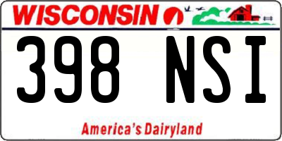 WI license plate 398NSI