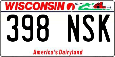 WI license plate 398NSK