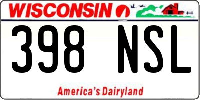 WI license plate 398NSL