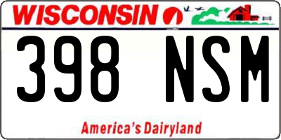 WI license plate 398NSM