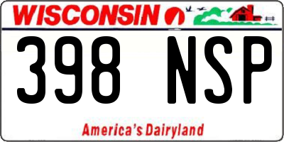 WI license plate 398NSP