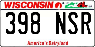 WI license plate 398NSR