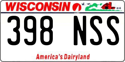 WI license plate 398NSS