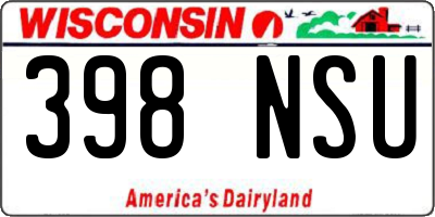 WI license plate 398NSU