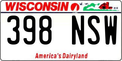 WI license plate 398NSW