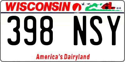 WI license plate 398NSY
