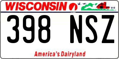 WI license plate 398NSZ