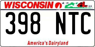 WI license plate 398NTC