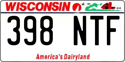 WI license plate 398NTF