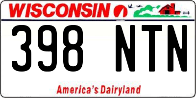 WI license plate 398NTN
