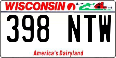 WI license plate 398NTW