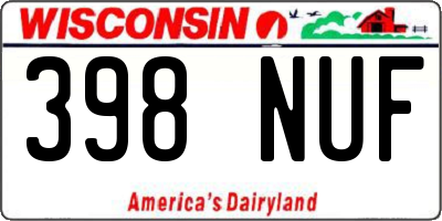 WI license plate 398NUF
