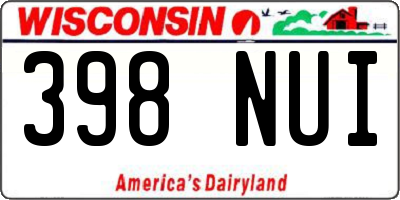 WI license plate 398NUI