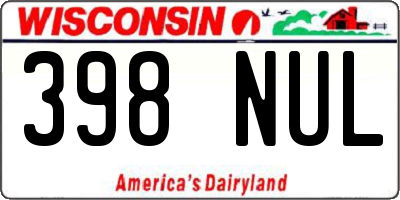 WI license plate 398NUL