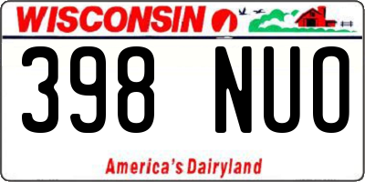 WI license plate 398NUO