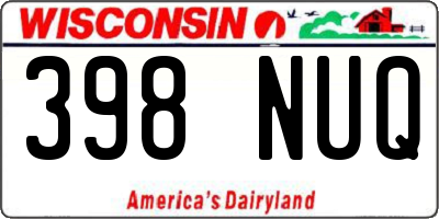 WI license plate 398NUQ