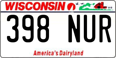 WI license plate 398NUR