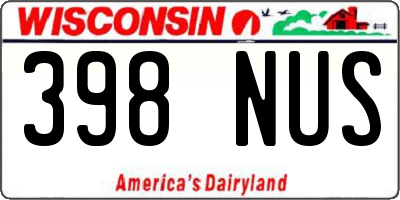 WI license plate 398NUS