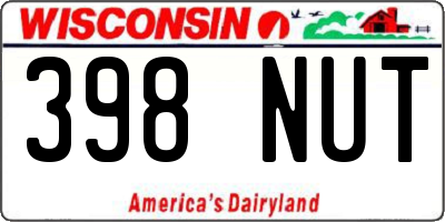 WI license plate 398NUT