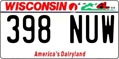 WI license plate 398NUW