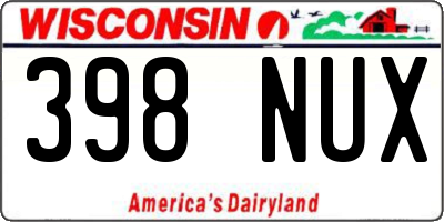 WI license plate 398NUX