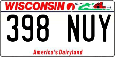 WI license plate 398NUY