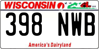 WI license plate 398NWB