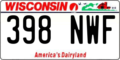 WI license plate 398NWF