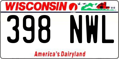WI license plate 398NWL
