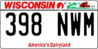 WI license plate 398NWM