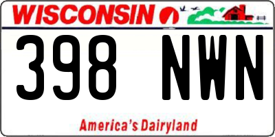 WI license plate 398NWN