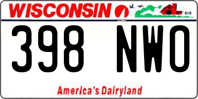 WI license plate 398NWO