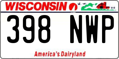 WI license plate 398NWP